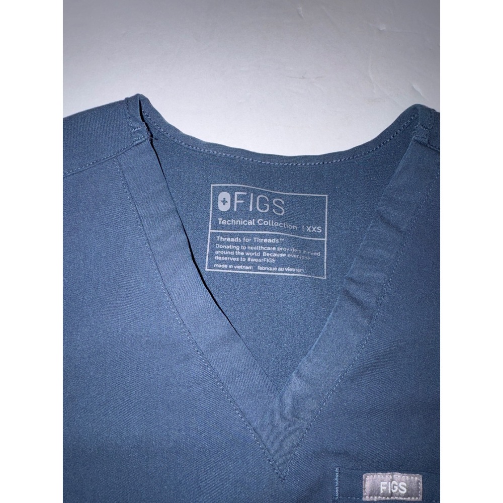 FIGS Technical Collection XXS Women's Scrub Top V-Neck Pocket Dark Gray‎ - Picture 4 of 7